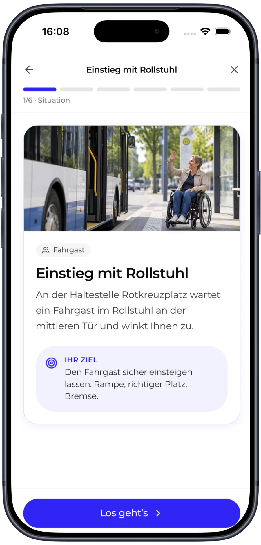 ShiftTalk-App: Situation „Einstieg mit Rollstuhl“