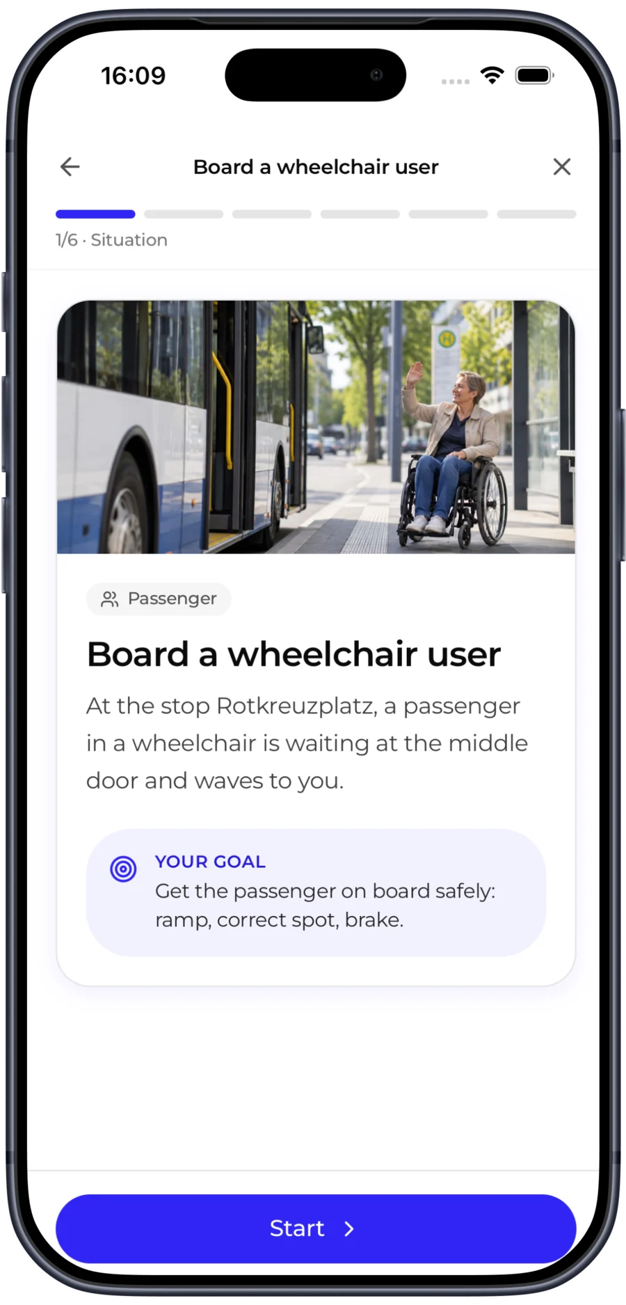 ShiftTalk app: the “Board a wheelchair user” situation