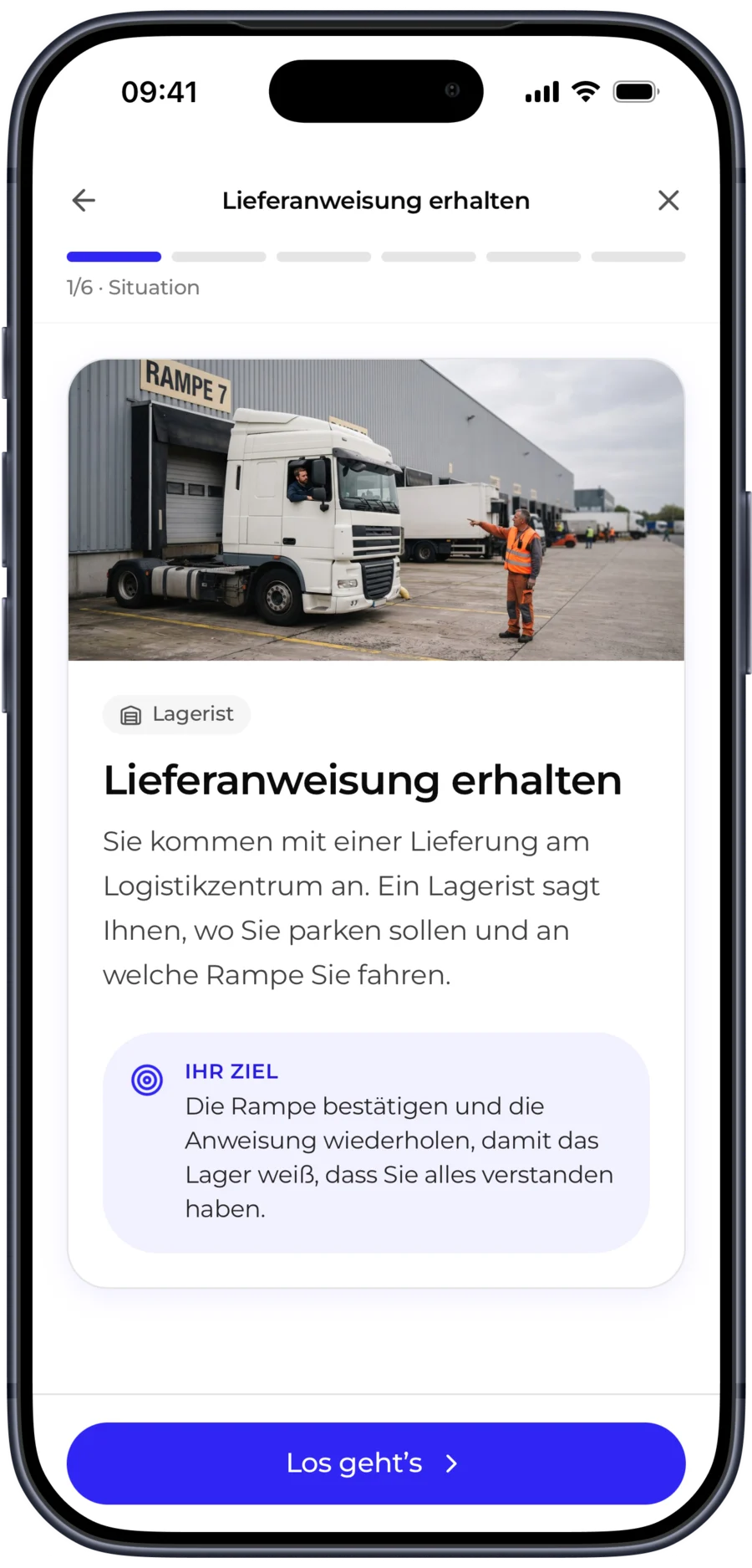 ShiftTalk-App: Situation „Lieferanweisung erhalten“