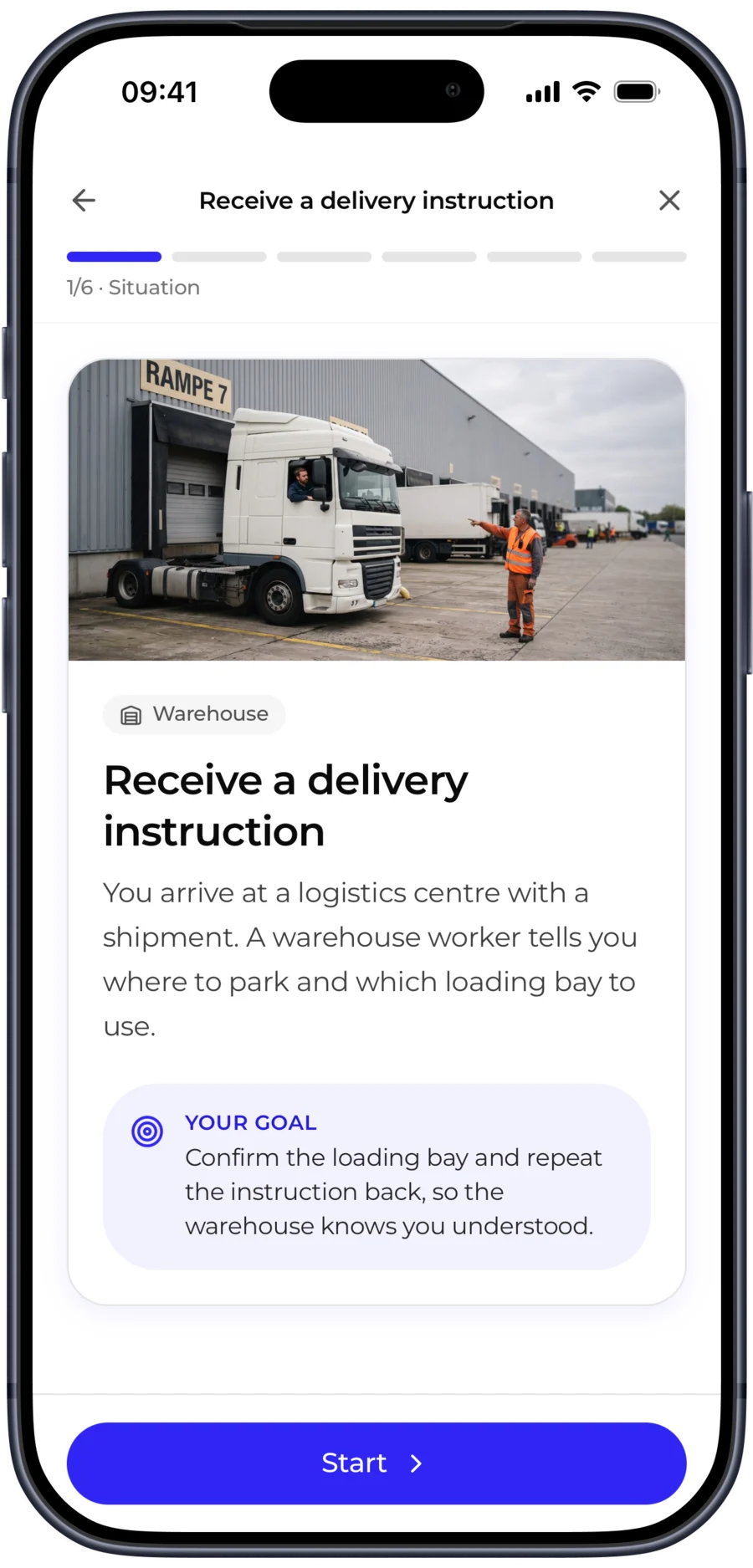 ShiftTalk app: the “Receive a delivery instruction” situation